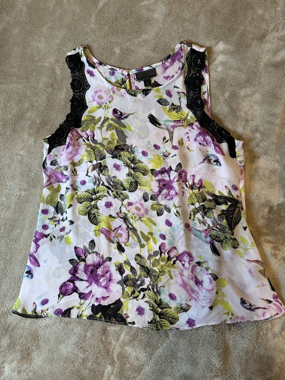Worthington, Size Large, Sleeveless Floral with Lace, Sheer and Flowy